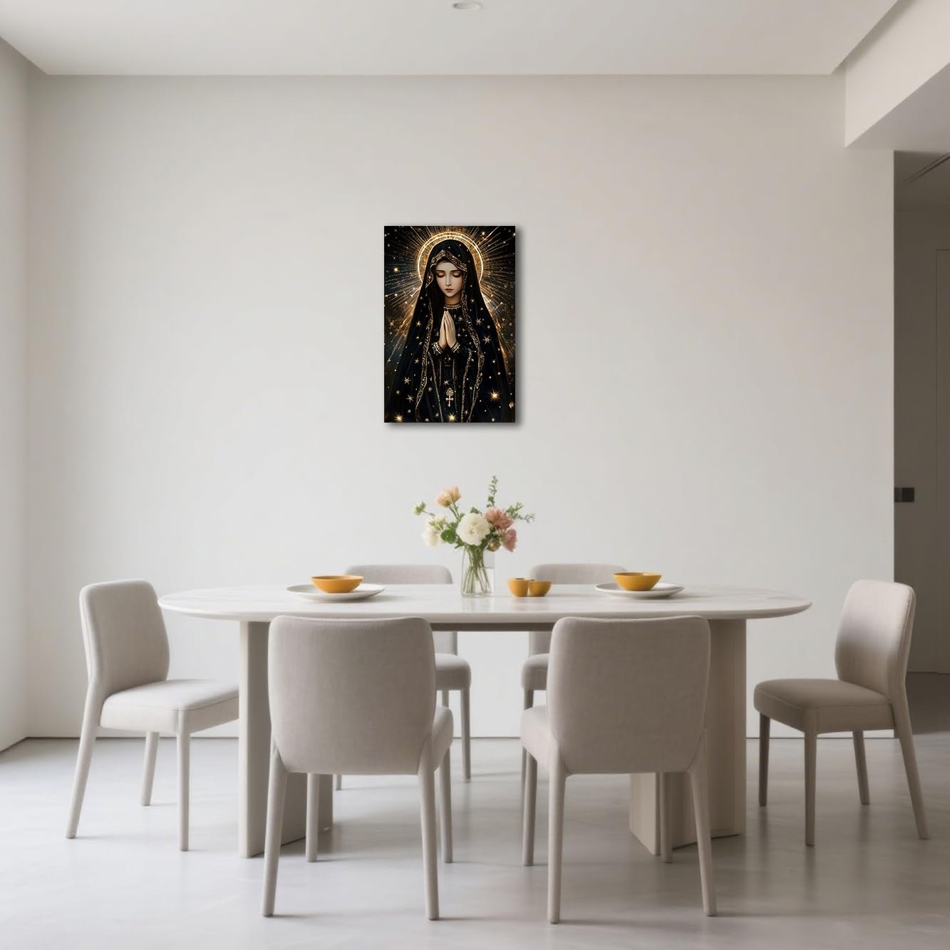 CXHOSTENT Jungfrau Maria Wandkunst katholische Bilder Unsere Liebe Frau von Guadalupe, Gemälde Maria im Gebet, Leinwand, christliche Drucke für Kirche, Gebet, Raumdekoration, gerahmt - Image 3