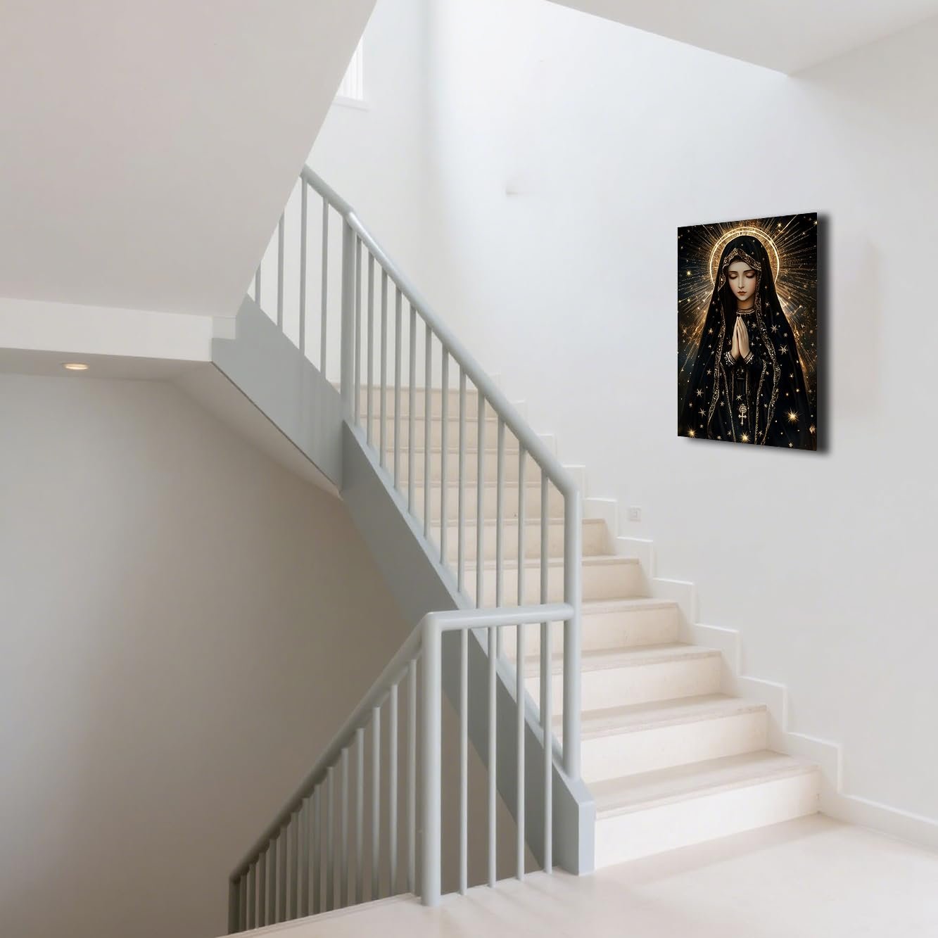 CXHOSTENT Jungfrau Maria Wandkunst katholische Bilder Unsere Liebe Frau von Guadalupe, Gemälde Maria im Gebet, Leinwand, christliche Drucke für Kirche, Gebet, Raumdekoration, gerahmt - Image 4