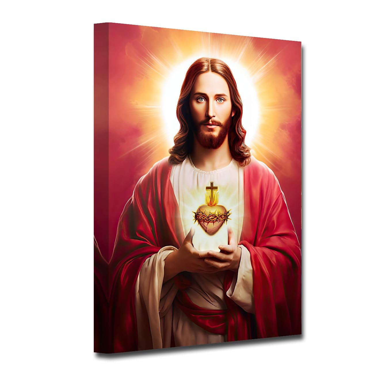 CXHOSTENT Leinwand-Wandbilder Heiliges Herz Jesu Bilder der Göttlichen Barmherzigkeit christlicher Gott Kunstdruck für spirituelles Gebet Raumdekor (A, 30.00 x 45.00 cms) - Image 1