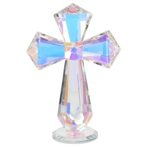 Cabilock Kristall Kruzifix Stehendes Kreuz mit Kristall für Schreibtisch Deko Christliches Geschenk Religiöse Segenskreuz Figur Briefbeschwerer, 5.83X3.94X1.97 Zoll - Image 1
