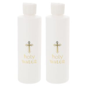 Cabilock Weihwasserflaschen 2 Stück 5.91 Zoll Heilige Wasserflasche mit Kreuz Logo für Kirche Ostern Exorzismus Plastikflasche Kompakt für Zuhause und Reise - Image 1