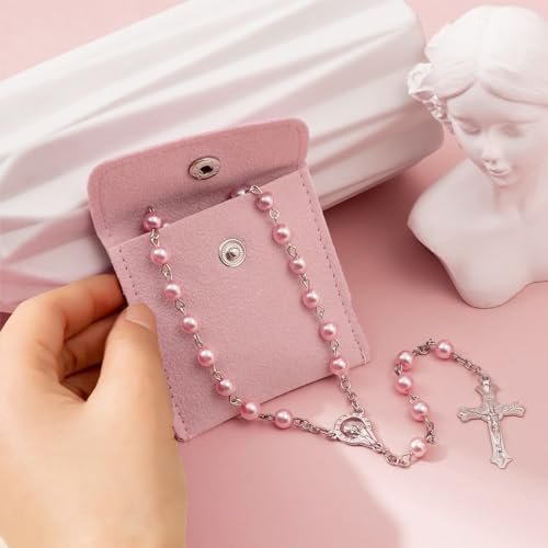 Calkkrer Katholischer Rosenkranz zur Kommunion Mit Retro-Kreuz, Samt Geschenkbeutel, Elegante Kreuz für Taufe, Hochzeit und Party - Image 10