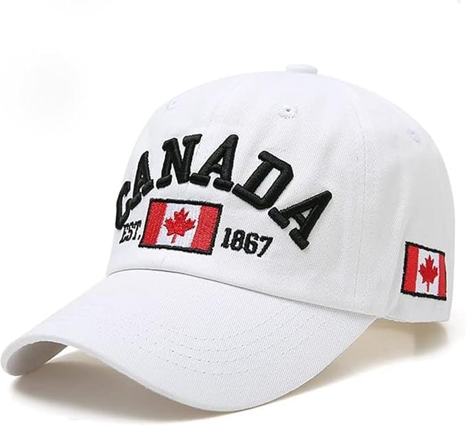 Canada Unisex Baseball Cap - 100% Baumwolle - Ahornblatt bestickt - verstellbar - Sport und Freizeit Cap für Damen und Herren, weiß, 56 - Image 1