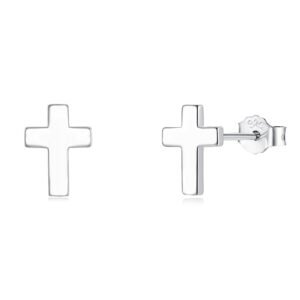 Cangall Ohrstecker Silber 925 Klein Ohrringe für Damen, 925 Sterling Silber Kreuz Ohrringe, Kleine Schlafen Knorpel Silber Kreuz Ohrstecker, Unisex Ohrringe Stecker für Mädchen Männer - Image 1