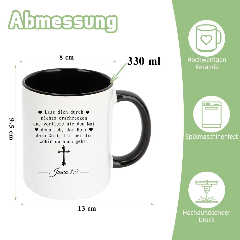 Christliche Geschenke Tasse Bibelvers Konfirmation Geschenk Mädchen Tassen Spirituelle Geschenke Mutmacher Geschenk Weihnachtsgeschenke Firmung Motivationsgeschenke (Schwarz) - Image 3