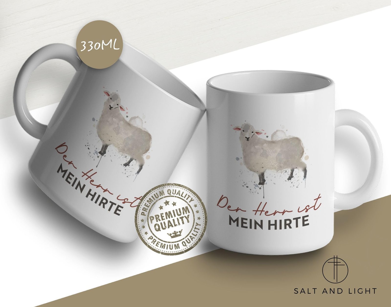 Christliche Tasse Geschenk für Christen mit Bibelvers Kaffeetasse Geschenkidee | Der Herr ist mein Hirte mug-christB-80 - Image 2
