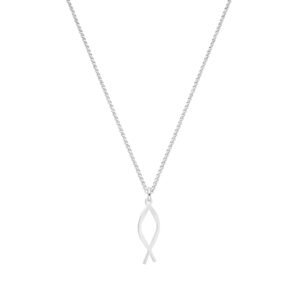 Christusfisch Halskette ICHTHYS Fisch-Symbol 925 Silber Geschenk Mädchen Konfirmation Firmung Kommunion Schmuck - Image 1
