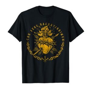 Cor Jesu Sacratissimum, Heiliges Herz Jesus katholischer Glaube T-Shirt - Image 1