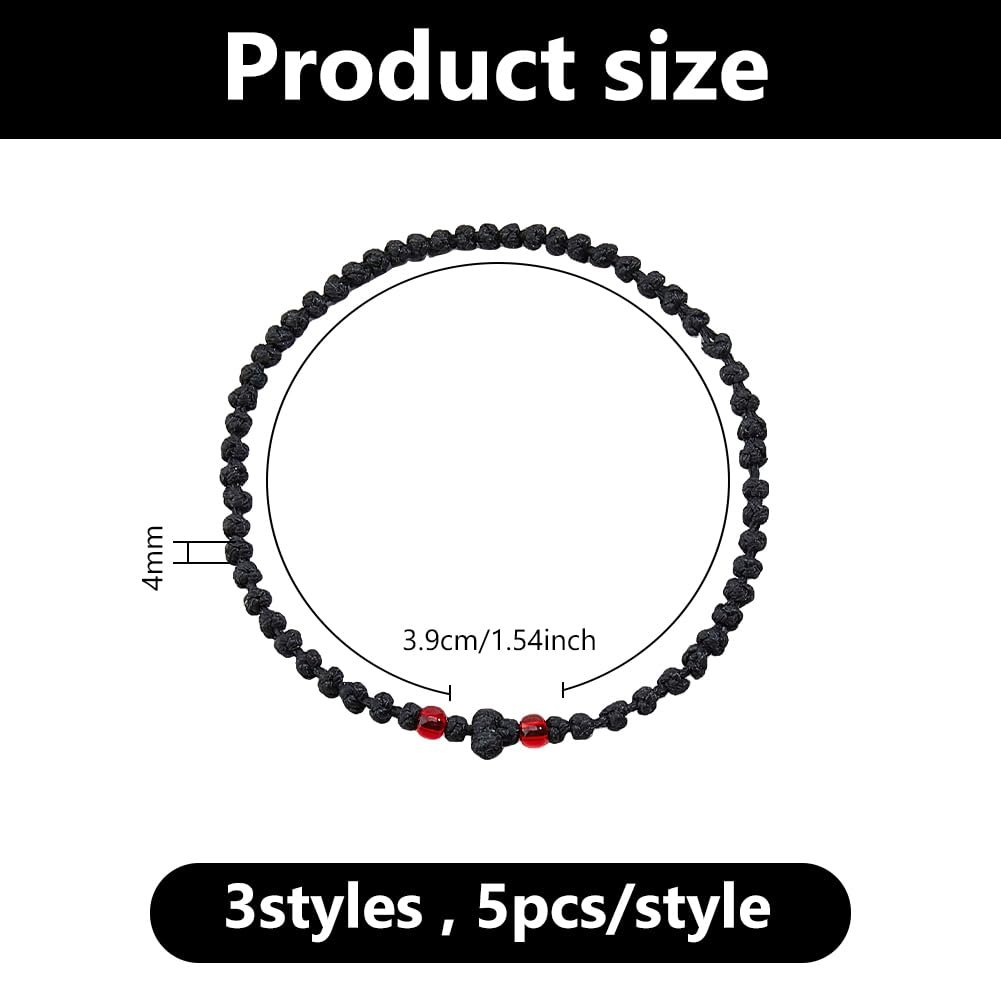 DICOSMETIC 15 Stück 3 Stile Verstellbares Polyester Orthodoxes Gebetsseil Schwarz 33 Knoten Chotki Gebetsseil Dünnes Armband Komboskini Armband Chotki Religiöses Geschenk Für Männer Und Frauen - Image 2