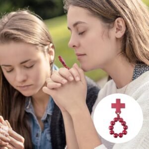 DICOSMETIC 24 Stück 6 Farben Holz Fingerrosenkranz Katholischer Fingerrosenkranz Ring Tasche Rosenkränze Ring Mit Kreuz Heiliges Land Perlen Ringe Für Taufe Gastgeschenke Männer Frauen - Image 10