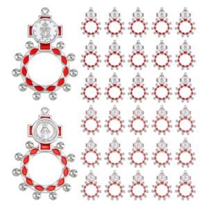 DICOSMETIC 30 Stück 2 Stil Fingerrosenkranz Ringe Großhandel Taschen Kreuz Ring Kleiner Katholischer Gebetsring Platin Rot Taufgaben Set Für Männer Frauen Partyschmankerl Baby Shower Zubehör - Image 2