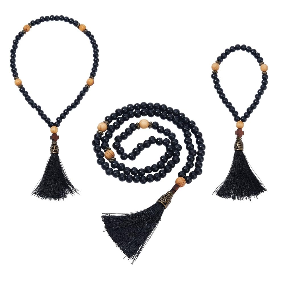 DICOSMETIC 3Pcs Christlich Orthodoxe Gebetskordeln 30/50/100 Knoten Anglikanisch Orthodoxe Griechische Komboskoini Chotki Mit Kreuzanhänger Quaste Religiöses Geschenk Für Männer Frauen - Image 1