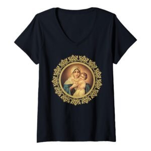 Damen Muttergottes von Schönstatt Mutter dreimal bewundernswerte T-Shirt mit V-Ausschnitt - Image 1