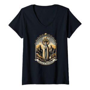 Damen Unsere Liebe Frau von Montserrat Symbol Mutter mächtige Heilige Maria T-Shirt mit V-Ausschnitt - Image 1
