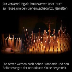 Danilovo Ritual Kerzen 100% Bienenwachs (Gelb) - Orthodoxe Kerzen für Gebet Tischdeko Hochzeit - Ungiftig, Ruß - Tropffrei, Nachhaltige Produkte, N140, Höhe: 16 cm, Ø 5 mm (100 stück) - Image 10