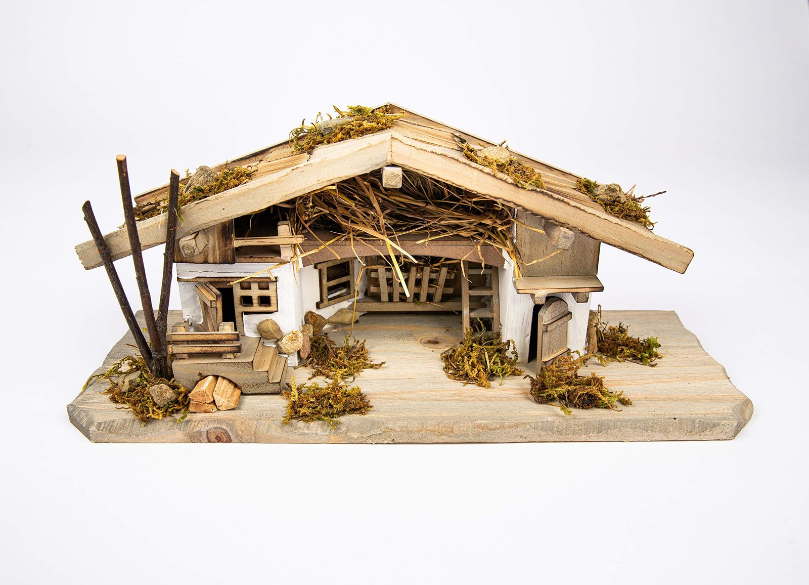 Deko Shop Weihnachtskrippe W20 aus Holz Krippe Weihnachtskrippen Stall Krippen - Image 1