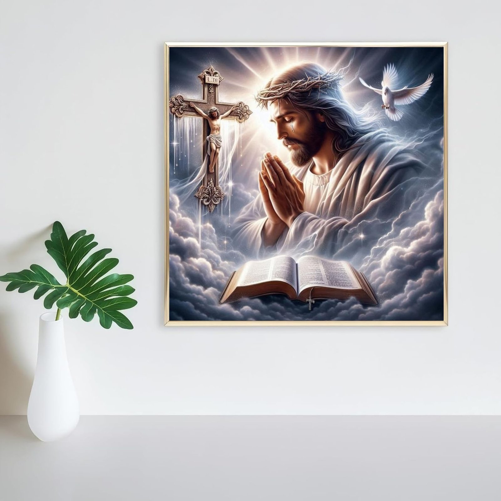 Diamant-Kunst-Kits mit Jesusgebet für Erwachsene, religiöse Diamant-Malerei-Kits, runde Diamant-Punkte für Erwachsene, 5D-Vollbohrer, Christus-Malset, Kunst und Handwerk für Erwachsene, Heimdekoration - Image 3