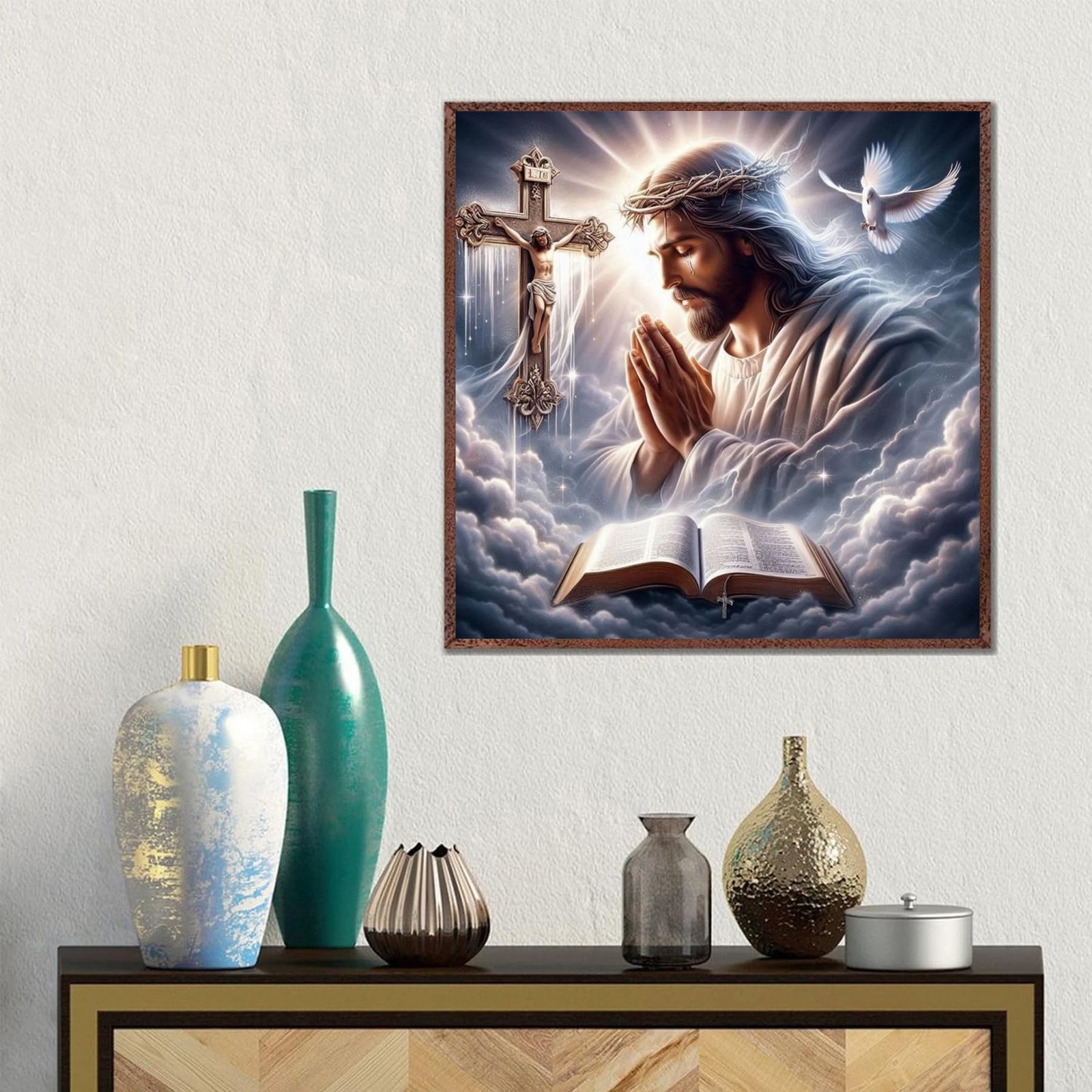 Diamant-Kunst-Kits mit Jesusgebet für Erwachsene, religiöse Diamant-Malerei-Kits, runde Diamant-Punkte für Erwachsene, 5D-Vollbohrer, Christus-Malset, Kunst und Handwerk für Erwachsene, Heimdekoration - Image 4