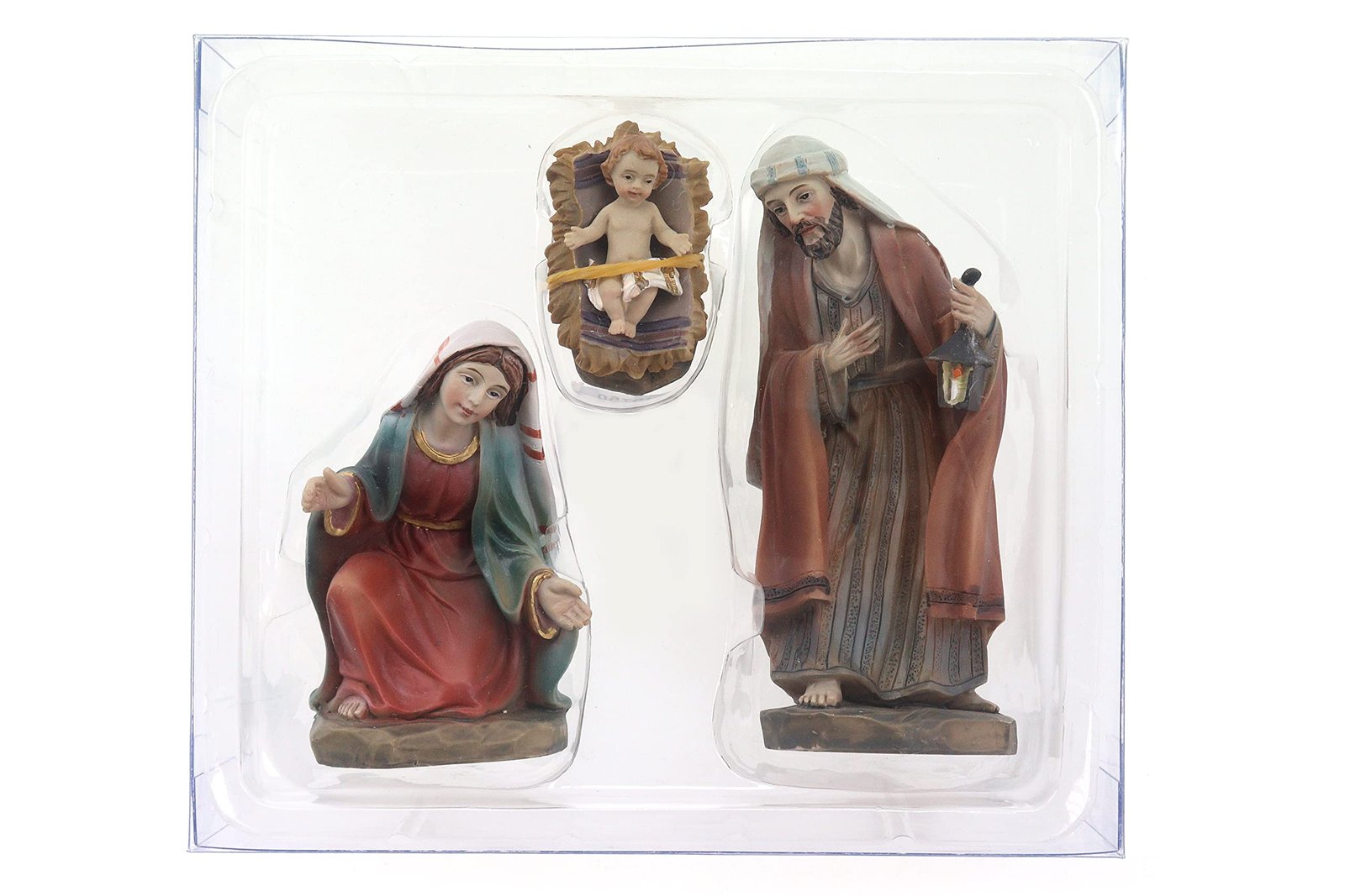 ELLUG Krippenfiguren Set 3tlg. heilige Familie: Maria, Josef & Jesus in Krippe H.: ca. 11cm, Weihnachtskrippe Figuren Krippenzubehör Weihnachtsdeko - Image 2