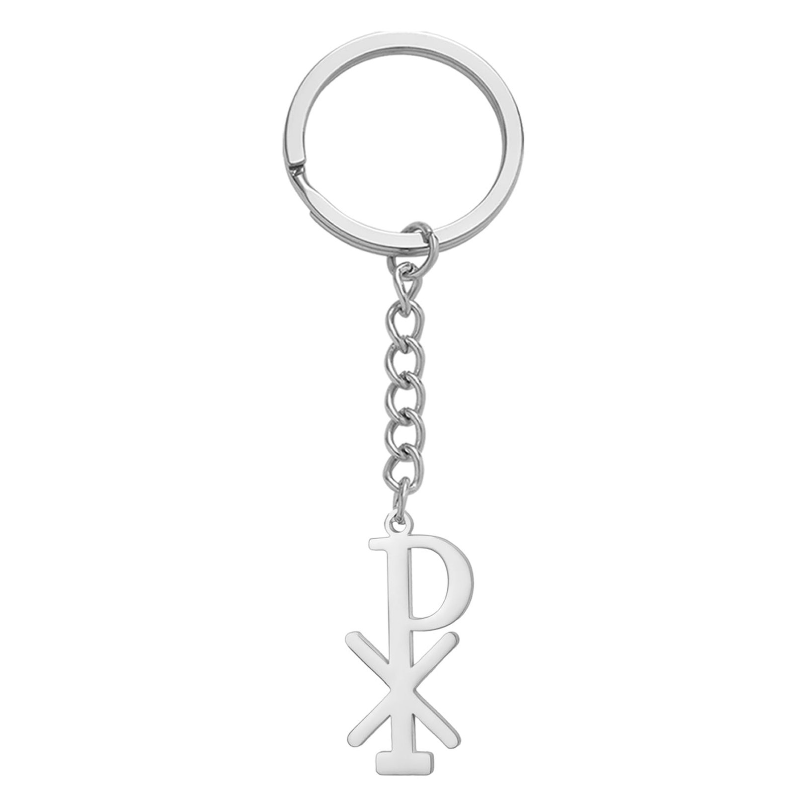 EUEAVAN Chi Rho Schlüsselanhänger mit Christogramm-Symbol, Alpha-Omega-Schlüsselanhänger, IXCI Nika, Jesus Christus, christliches Amulett (silver) - Image 1