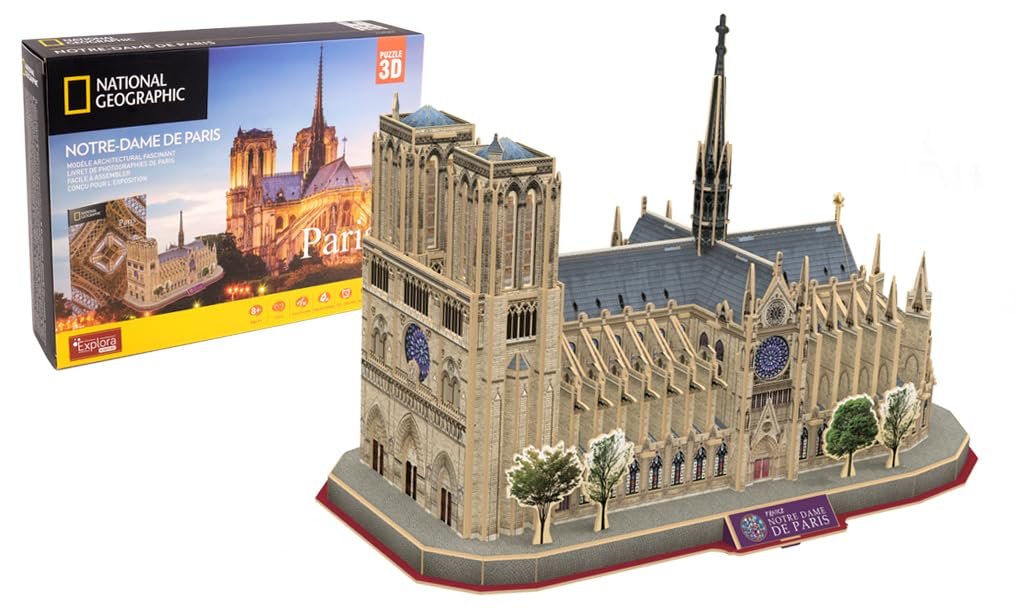 EXPLORA - Notre Dame De Paris - 3D-Puzzles - 540202-128 Teile - Historisches Denkmal - Level 5 - Ohne Kleber oder Schere - Paris - BAU - National Geographic Lizenz - Ab 8 Jahren - Image 1