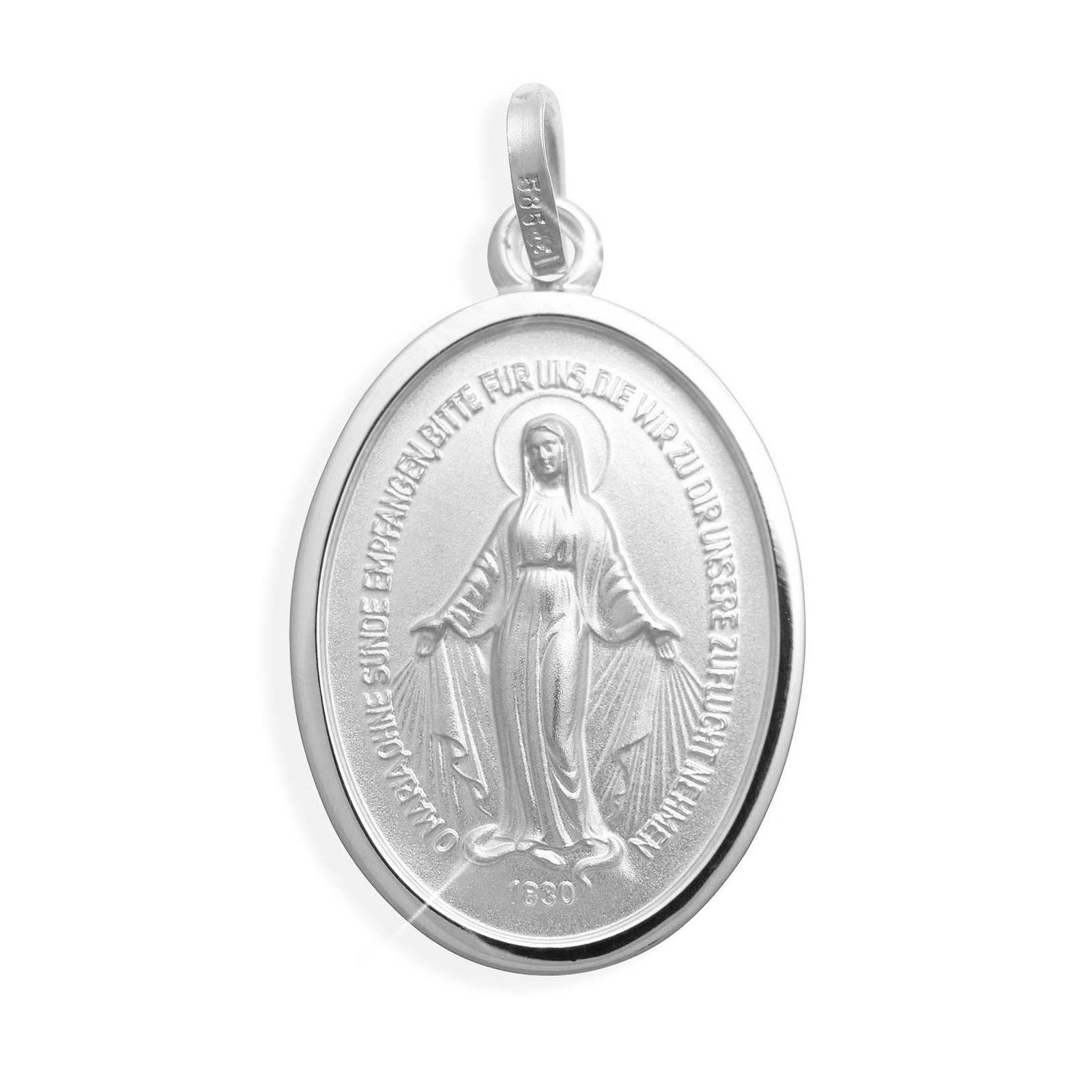 Echt Sterling Silber 925 Wundertätige Madonna Immaculata Milagrosa Medaille 16mm (Art.213369) - Image 1