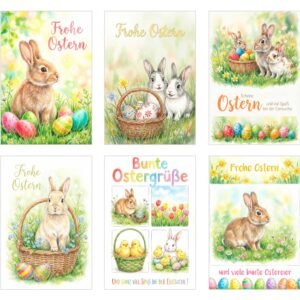 Edition Seidel Set 6 Grußkarten zu Ostern mit Umschlag. Glückwunschkarten Osterkarten Doppelkarten Klappkarten Kartenset Karte Grußkarte Gruß Spruch Frohe Ostern Osterfest (SW026) - Image 1