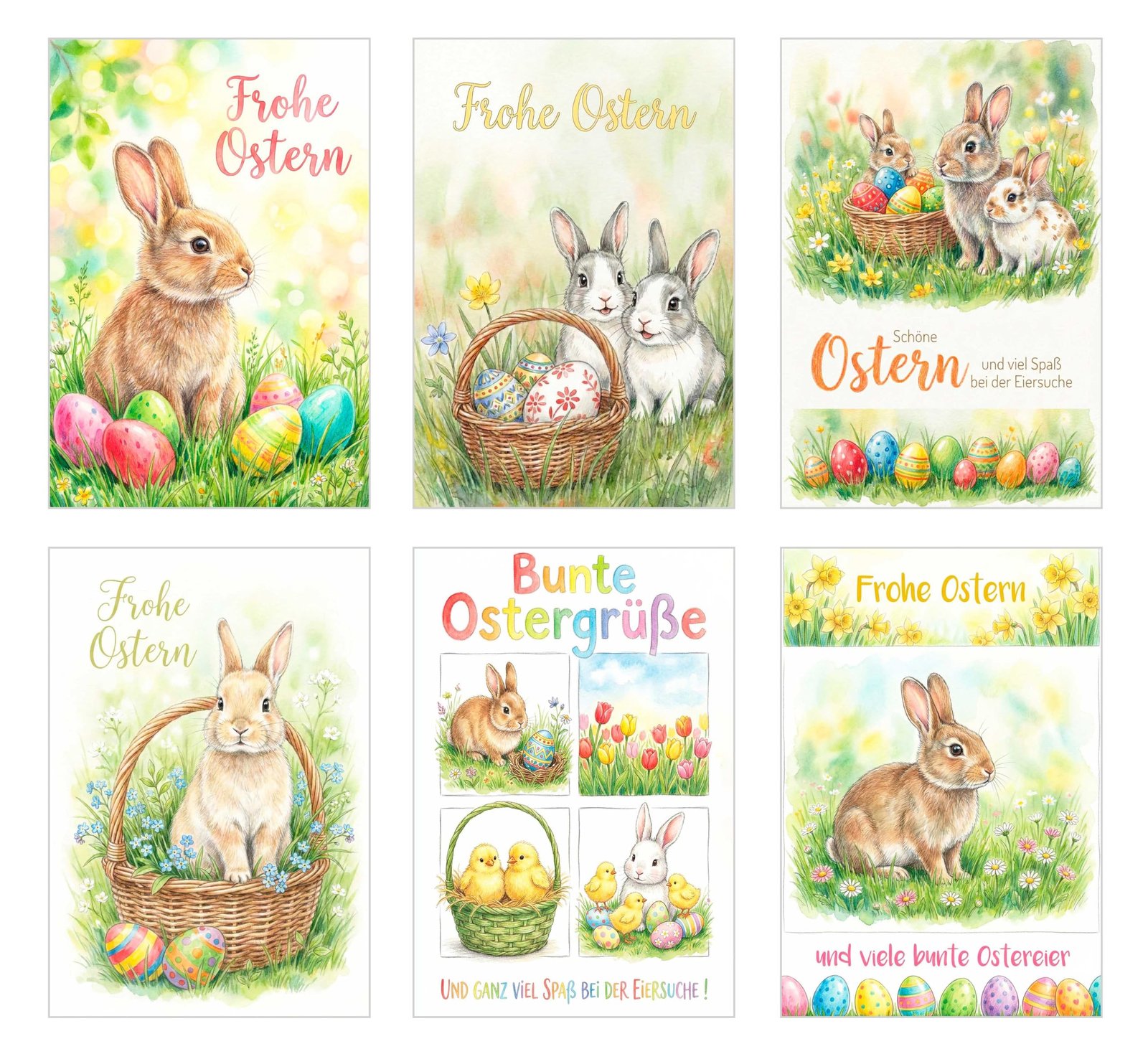 Edition Seidel Set 6 Grußkarten zu Ostern mit Umschlag. Glückwunschkarten Osterkarten Doppelkarten Klappkarten Kartenset Karte Grußkarte Gruß Spruch Frohe Ostern Osterfest (SW026) - Image 1