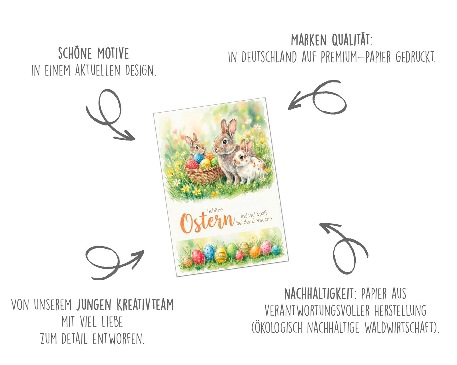 Edition Seidel Set 6 Grußkarten zu Ostern mit Umschlag. Glückwunschkarten Osterkarten Doppelkarten Klappkarten Kartenset Karte Grußkarte Gruß Spruch Frohe Ostern Osterfest (SW026) - Image 3