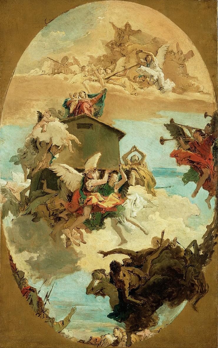 EfeMir Poster Und Drucke Abstraktes Gemälde Berühmte Gemälde das Wunder des Heiligen Hauses von Loreto von Battista für Schlafzimmer Home Decor 60x90cm - Image 1