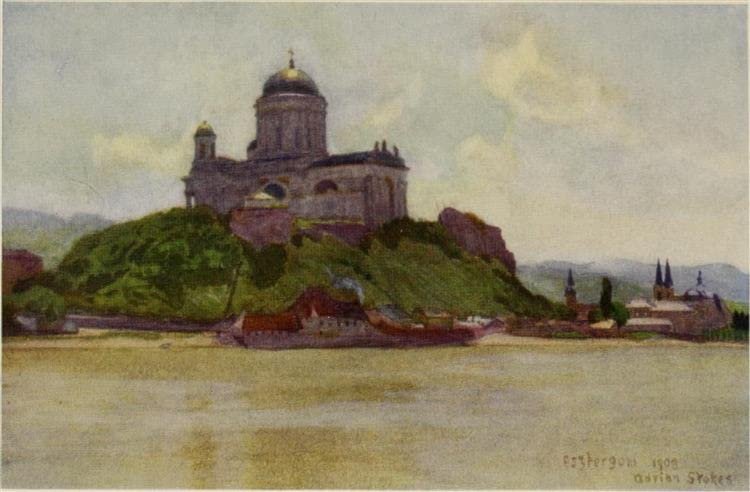 EfeMir bild auf leinwand Berühmte Leinwand drucken Berühmte Gemälde die Basilika von Esztergom von der Donau von Marianne Preindelsberger Stokes für Wohnzimmerdekoration 60x90cm - Image 1