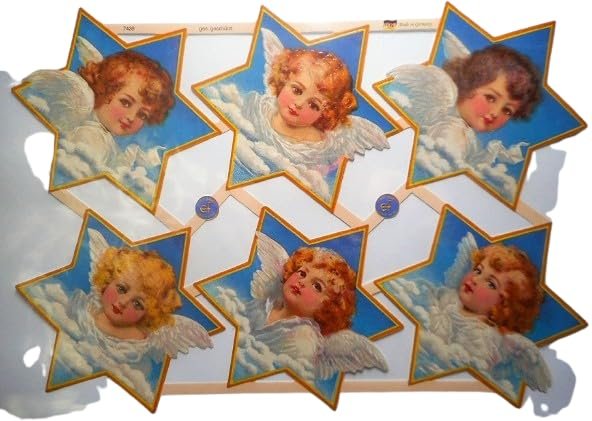Engel blond Locken Sterne EF 7439 Glanzbilder Posiebilder Scrapbook Deko 434 - Image 1