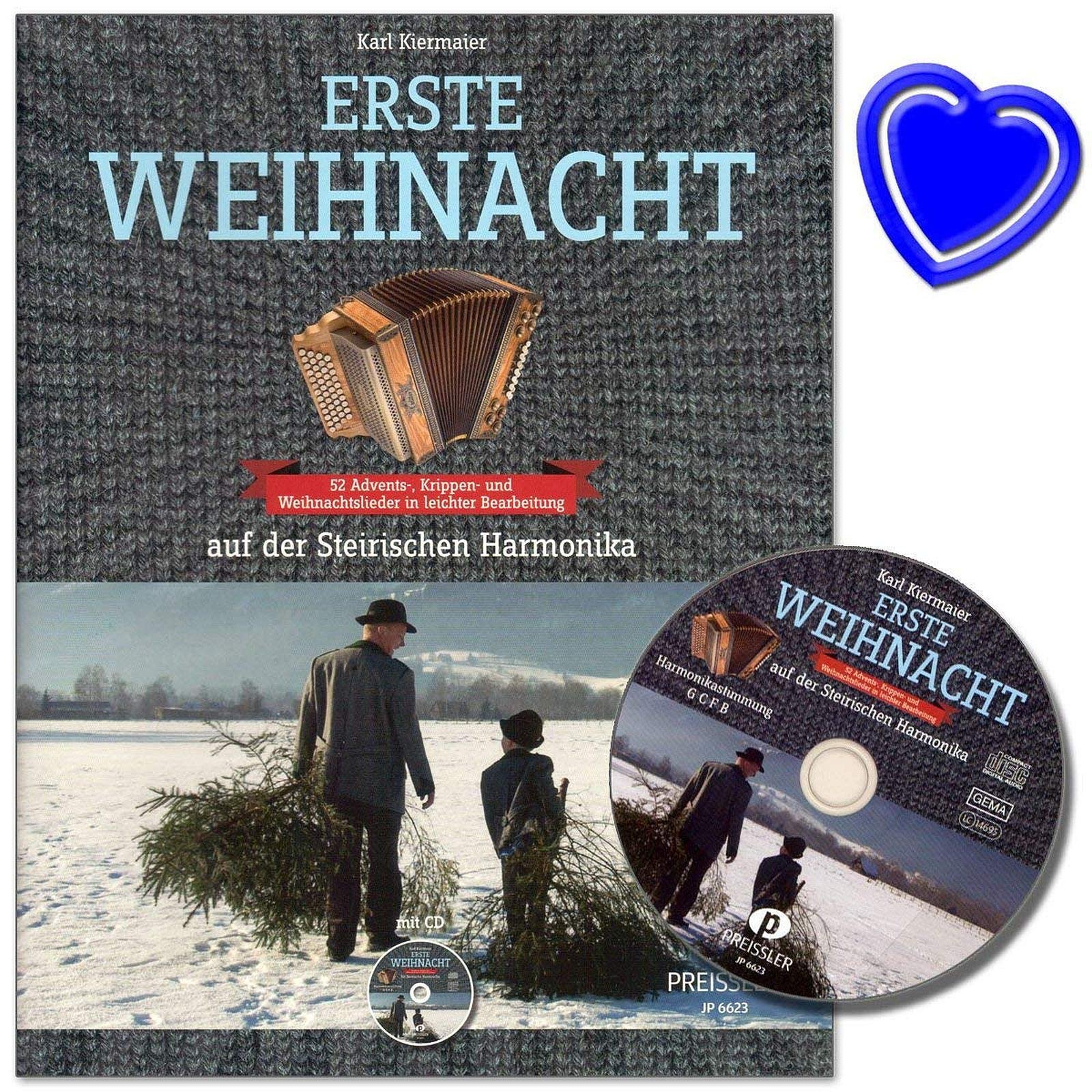 Erste Weihnacht auf der Steirischen Harmonika - 52 Advents- und Weihnachtslieder in leichter Bearbeitung mit Online Audio und Notenklammer - OHNE CD ! - Image 1