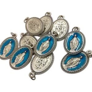 Eurofusioni Versilberte blaue Medaille Wunderbare Madonna - h 2,5 cm - 10 Stück - Image 1