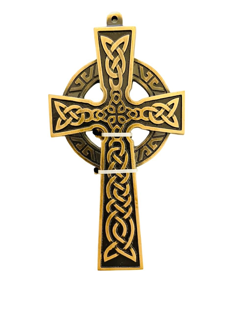 Exclusively Irish Keltisches Kreuz Wandbehang Messing Irish Trinity Keltischer Knoten Kreuz für Heimdekoration (Antikes Messing, 13,5 x 6,9 x 0,8 cm) - Image 1