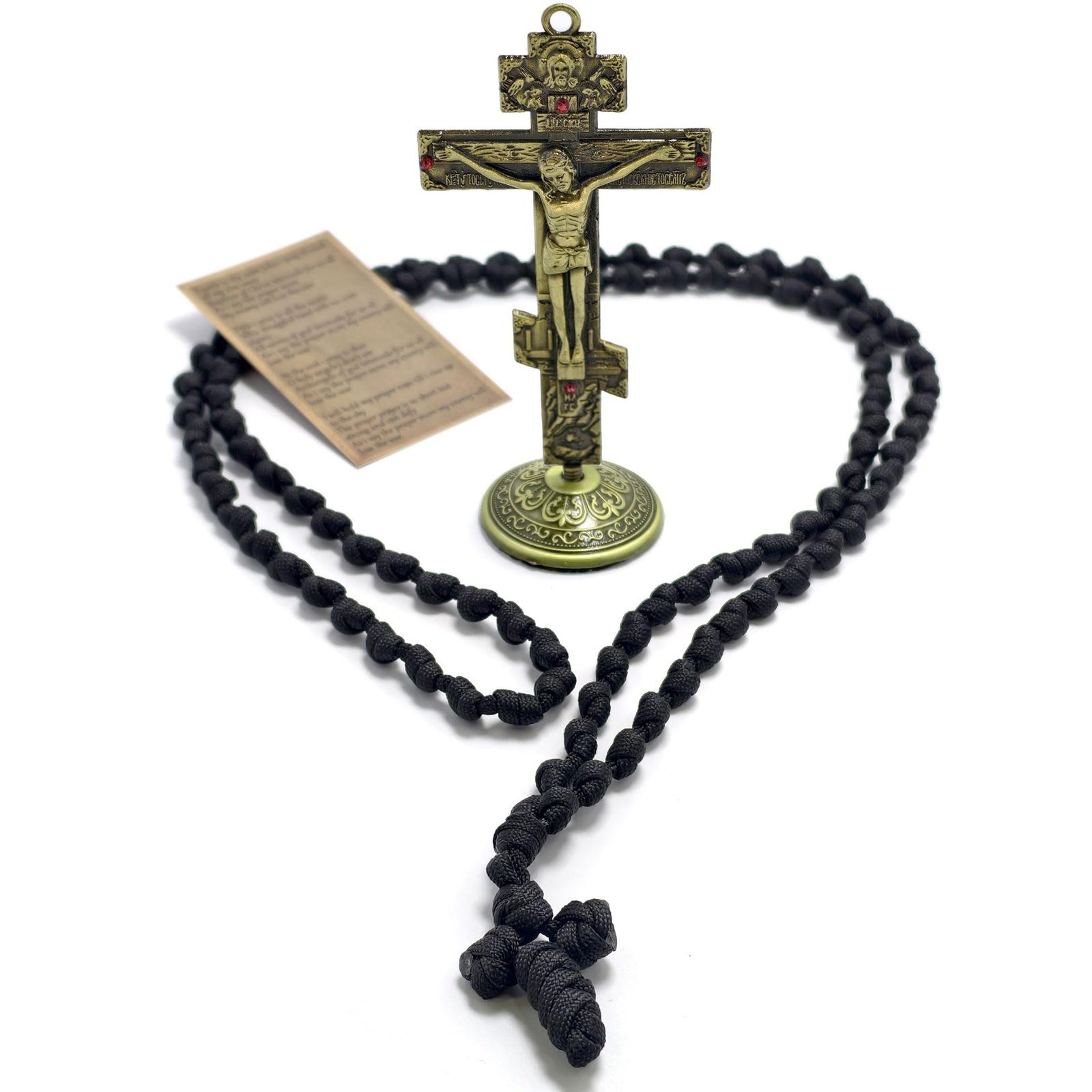 FANYX Handmade Christian Orthodox Prayer Rope 100 Knot and Orthodox Cross, Greek Komboskini Chotki. - Image 1