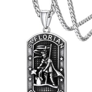 FaithHeart Heiliger Florian Schutzpatron Amulett für Herren Jungen, Heiliger Florian Kette 22cm lang，Edelstahl feuerwehr Halskette für Geburtstag Valentinstag - Image 1