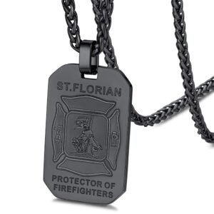 FaithHeart schwarz herren Anhänger Schutzpatron Florian Anhänger Tailsman Amulett für Feuerwehrmann Feuerwehrleute - Image 1