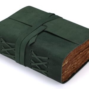Fausta Vintage Klapp-Leder-Tagebuch für Damen & Herren, 240 Seiten (A4), handgefertigtes Notizbuch zum Schreiben, Büttenrand-Baumwollpapier (150 g/m²) | Hunter Green Reisetagebuch/Skizzenbuch - Image 1