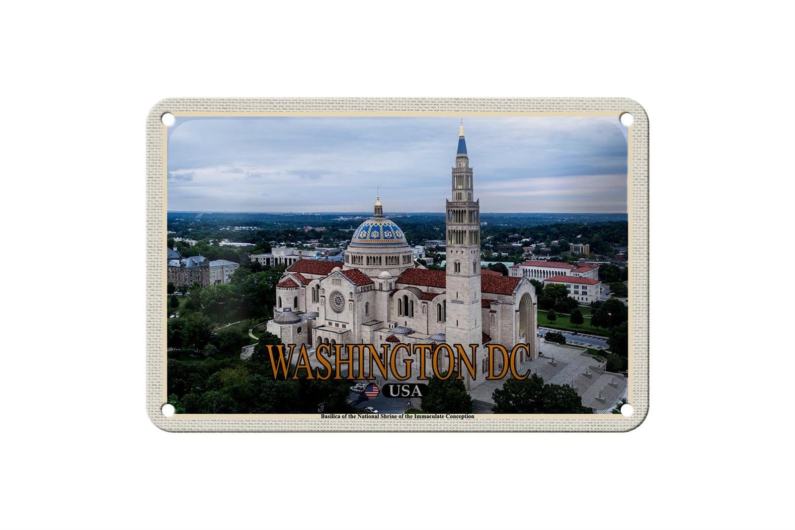Femer Blechschild Reise 18x12cm Washington DC USA Basilica National Shrine - Image 1