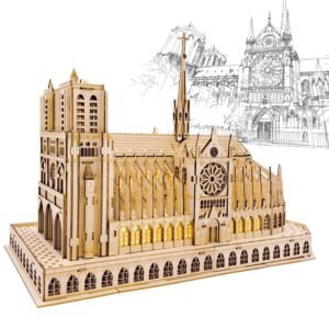 Fisca 3D Puzzle Modell Bausatz Notre Dame De Paris Kirche Modell Bausätze mit Led Licht, Model Craft Architecture Building Puzzle Set, DIY-Hobby-Geschenk für Erwachsene (Notre Dame de Paris) - Image 1