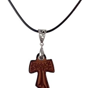 Franziskaner-Tau-Kreuz (Tao) – Echtlederkette mit Kordel, komplett handgefertigt in Italien - Image 1