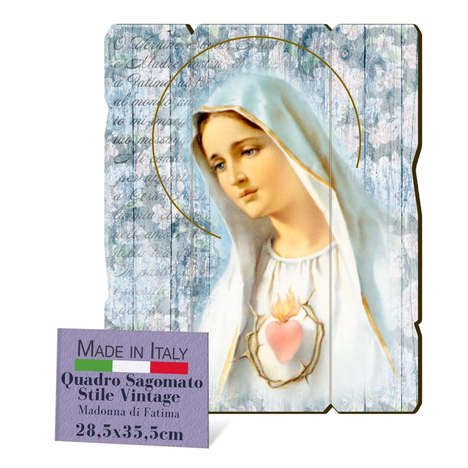 Fratelli Bonella, Bild Madonna von Fatima, Vintage-Stil, Pappelholz, Dicke 8 mm, Bild Madonna für Schlafzimmer, 28,5 x 35,5 cm, 100 % Made in Italy - Image 1