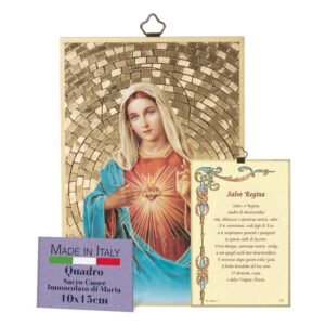 Fratelli Bonella – Religiöses Bild für Schlafzimmer, Unbeflecktes Herz von Maria und Salve Queen auf Italienisch, Bild aus MDF aus Pappel, religiöses Bild, Schlafzimmer, 8 mm x 10 cm x 15 cm - Image 1
