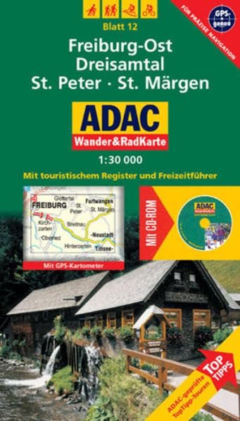 Freiburg-Ost, Dreisamtal, St. Peter, St. Märgen: 1:30000. Schwarzwald. GPS-genau: Mit ToppTipps, ADAC-geprüfteTop-Tipp-Touren. Mit touristischem ... (ADAC Rad- und WanderKarte mit CD-ROM) - Image 1