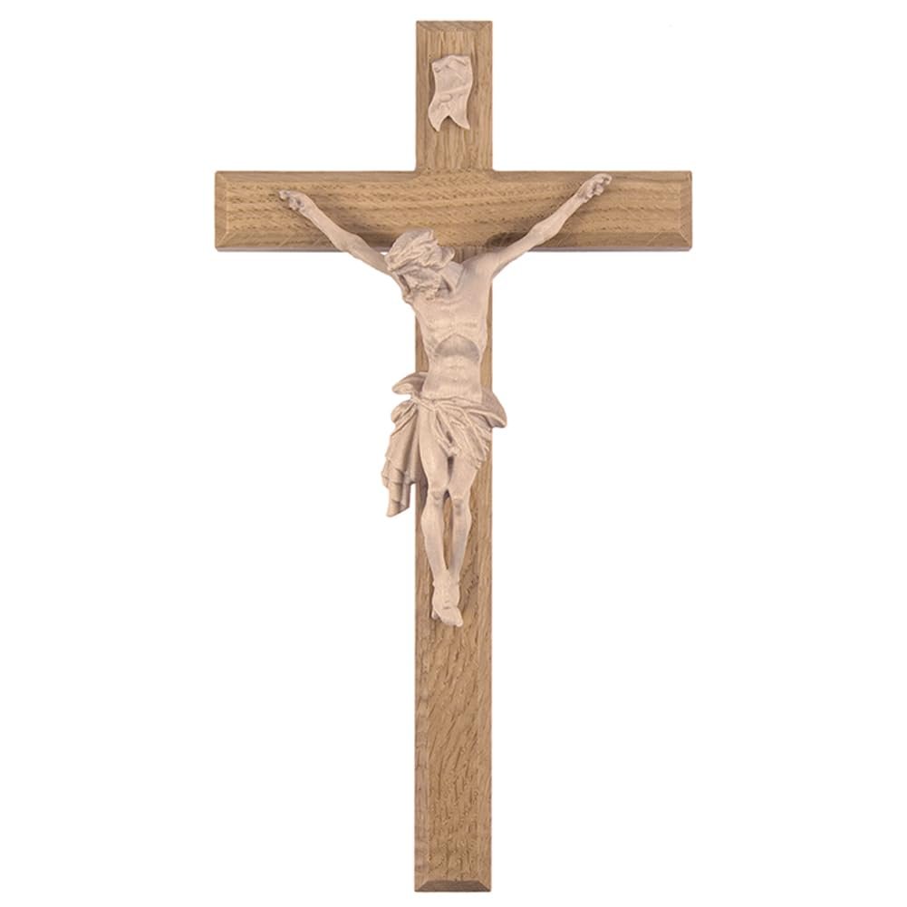Fritz Cox Holzkreuz aus Eichenholz | Kreuz mit Christuskörper | deutsche Handarbeit | natur, 22 cm - Image 1
