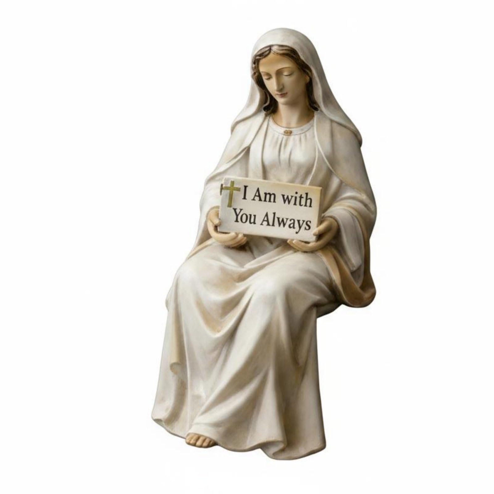 FytStycale Mother Mary Figur aus Kunstharz Mother Mary Statue detailreich Muttergottes Muttergottes Statue für Christen, Gläubige, Schreibtisch, Bücherregal, S - Image 1