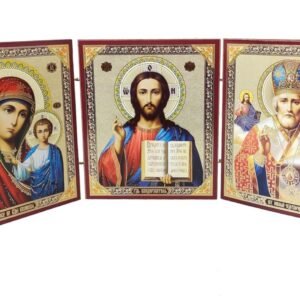 GMMH Ikone 3 fach Heiliger Muttergottes Heilende Jesus 45 x 18 cm - Image 1