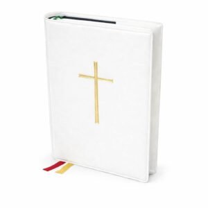 GOTTESLOB STECKHÜLLE Weiß mit KREUZ – 18 x 12 x 4 cm – Schutzhülle für das Standard-Gotteslob – Ideal zur KOMMUNION, Firmung, Kirche – MaMeMi Qualität - Image 1