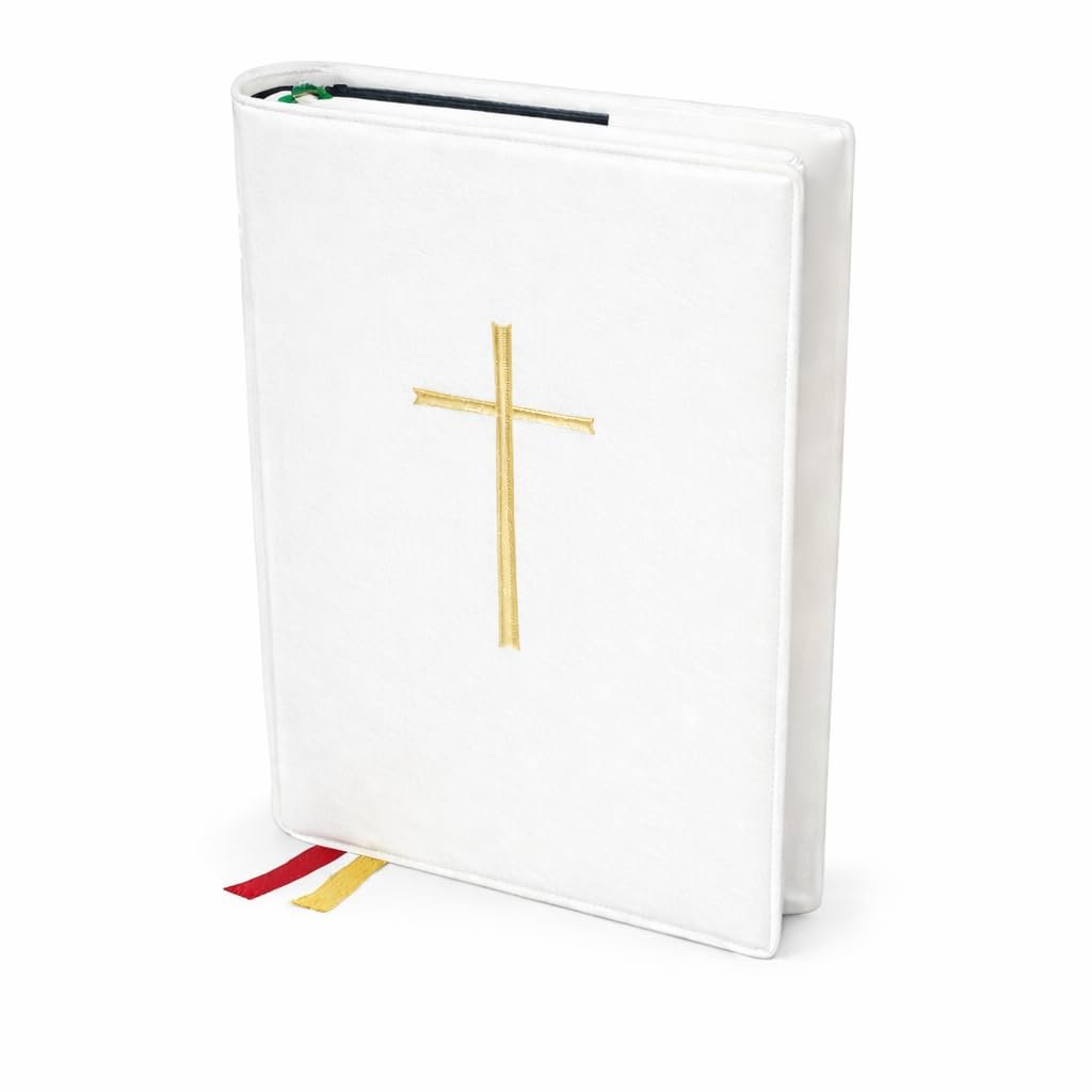 GOTTESLOB STECKHÜLLE Weiß mit KREUZ – 18 x 12 x 4 cm – Schutzhülle für das Standard-Gotteslob – Ideal zur KOMMUNION, Firmung, Kirche – MaMeMi Qualität - Image 1